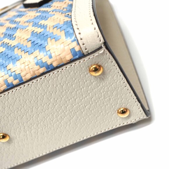 Gucci Raffia Bamboo Bag Houndstooth Pattern - Picture 5 of 9